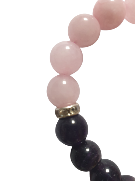Bracelet"amour spirituel" en quartz rose et amethyste