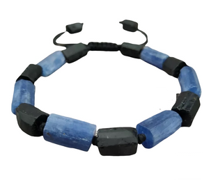Bracelet Cyanite et Tourmaline noire Protection des ondes électromagnetique