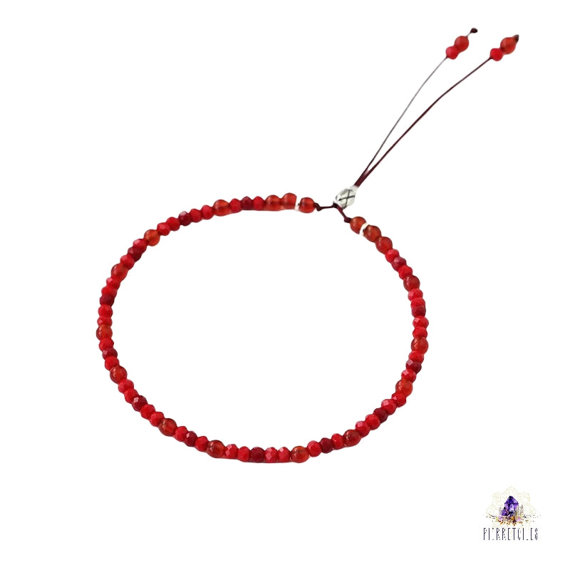 Bracelet fin en cornaline, jaspe rouge et perles de 4 mm