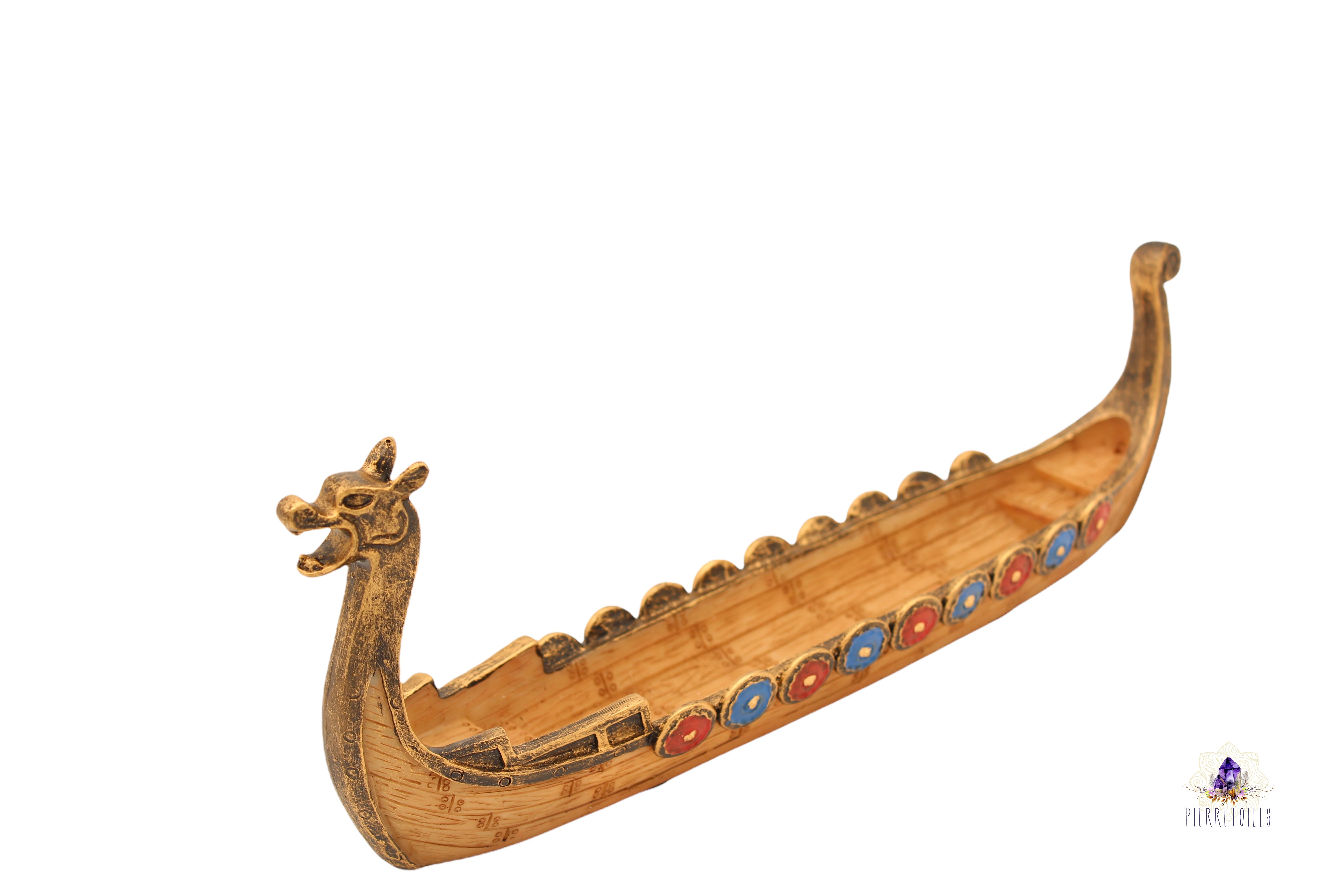 Porte-encens dragon Le drakkar viking-Brûleur d'encens en forme de bateau de dragon en résine sculpté à la main - Décoration viking - Design traditionnel - Cadeau Viking pour homme