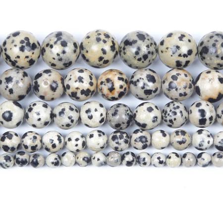 PIERRETOILES Fil de perles environ 40 cm DIY , Fabrication de Bracelet Loisirs Créatif Kit de Fabrication Bijoux Perles naturelles (jaspe Dalmatien, 8mm)