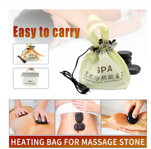 Set de massage aux pierres chaudes (10 pierres de basalte  + sac de chauffe) set pierres de massage dans un sac chauffant, ensemble de pierres pour massage du visage, du dos, des pieds