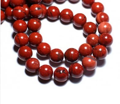 Fil de perles environ 40 cm DIY , Fabrication de Bracelet Loisirs Créatif Kit de Fabrication Bijoux Perles naturelles (Jaspe rouge, 8mm)
