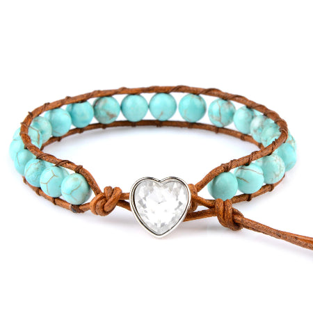 Bracelet"Mon Amour" en Howlite turquoise