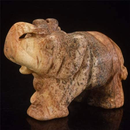 statuette minéraux"éléphant", en pierre naturelle de jaspe paysage