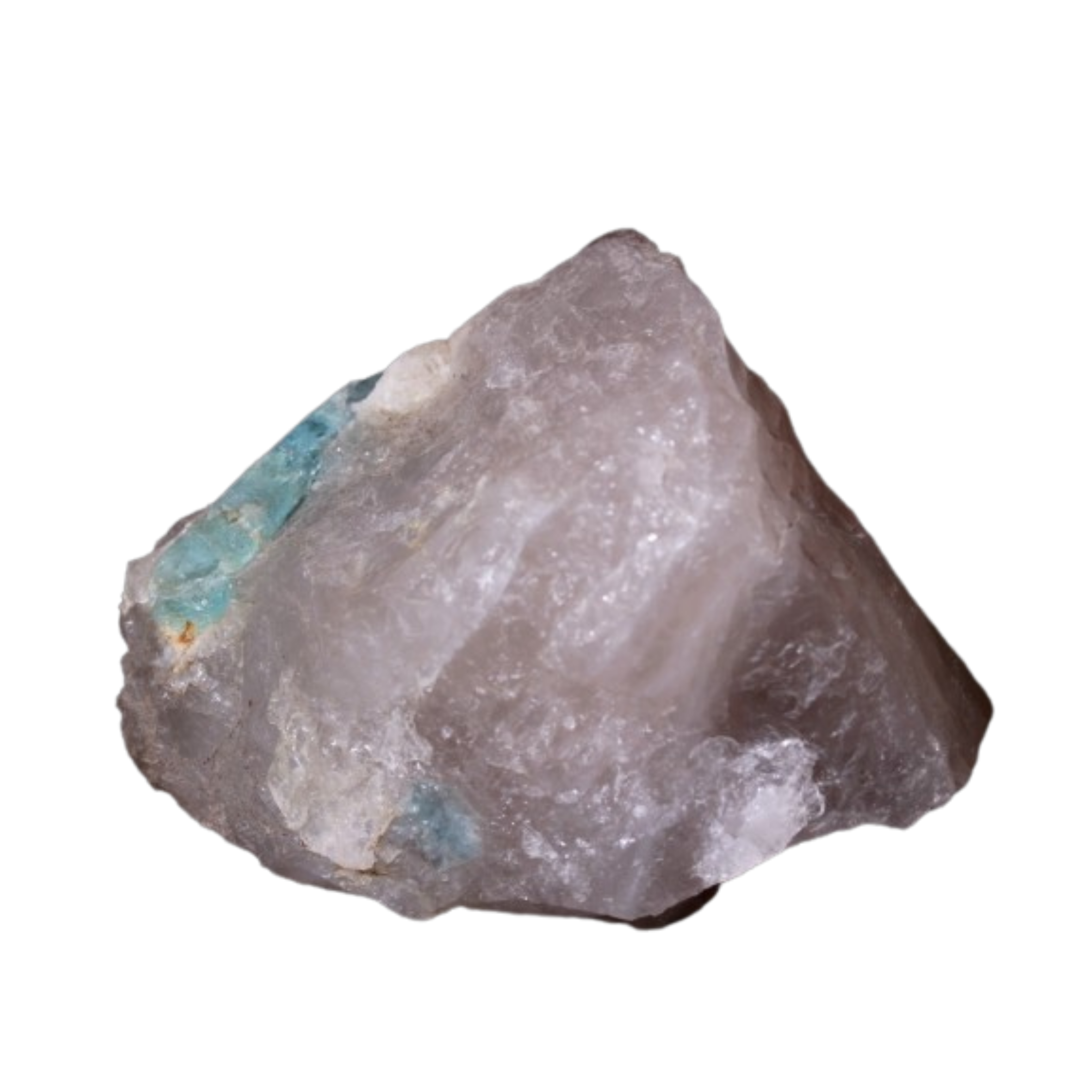 Aigue marine brute sur gangue de quartz blanc (PIECE DE 12 cm)
