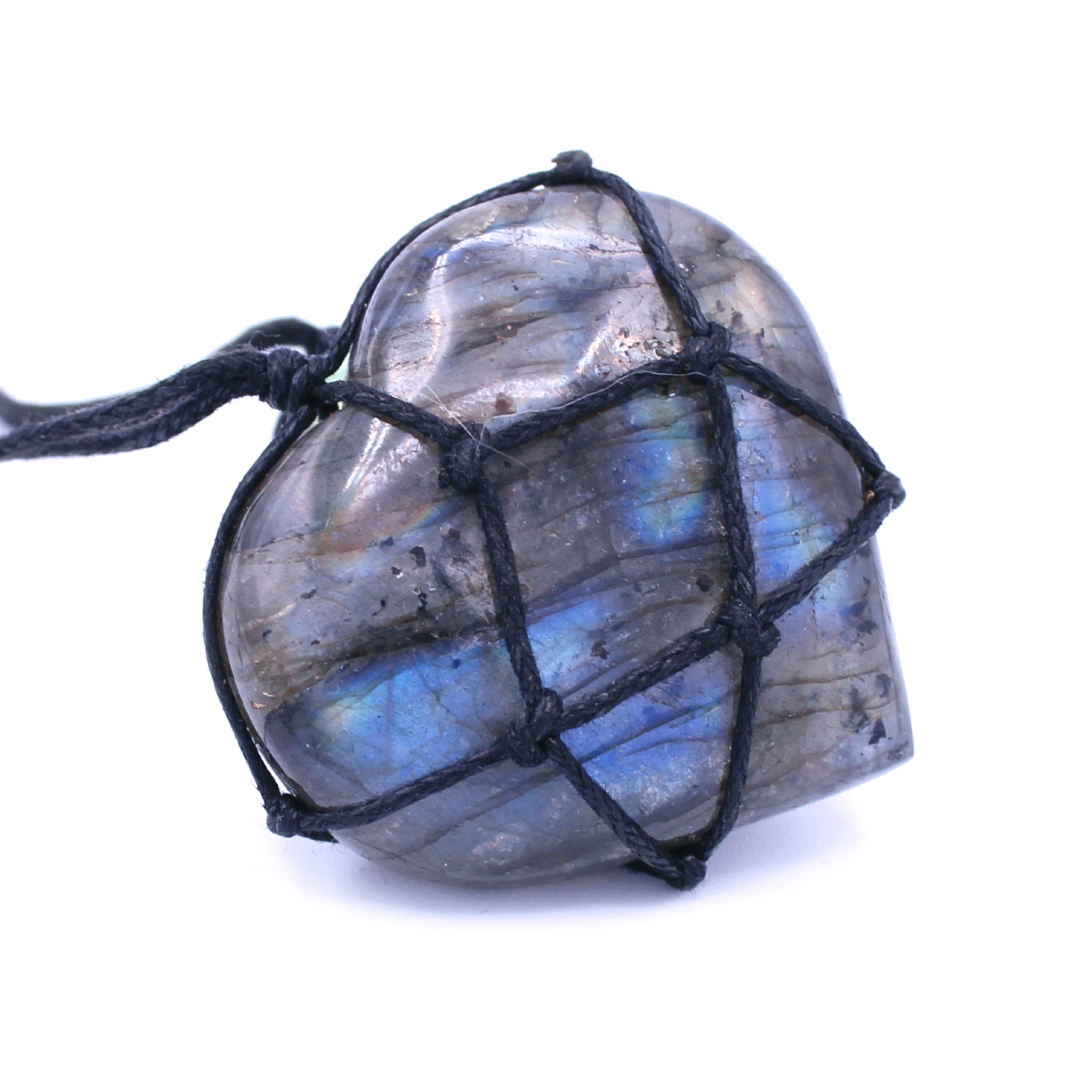 Collier pendentif"coeur lumineux" en Labradorite pierre des Thérapeutes