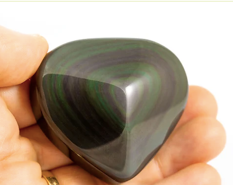 Coeur en obsidienne oeil celeste, pierre naturelle pour le Reiki ou la décoration