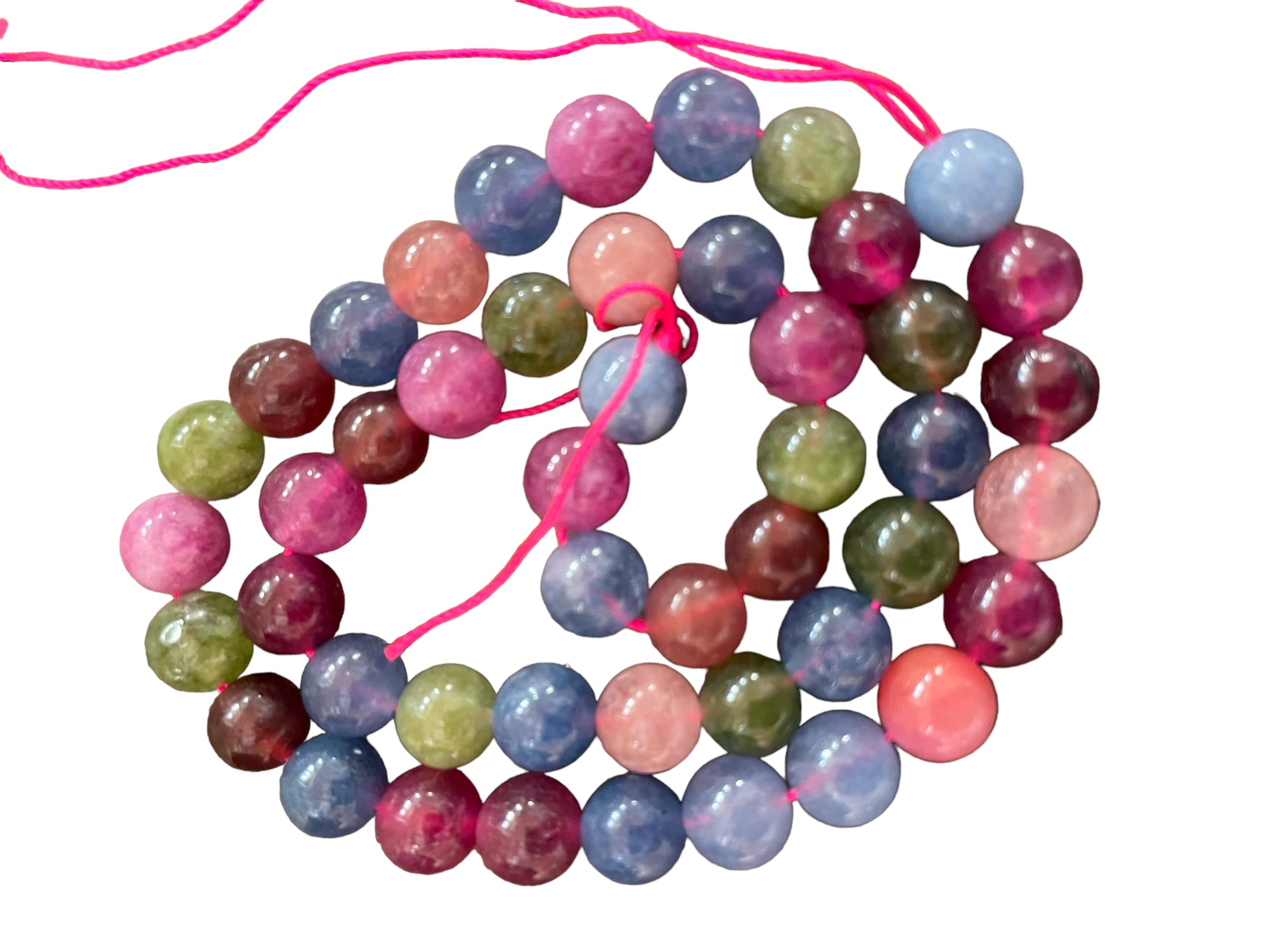Fil de perles environ 40 cm DIY, Fabrication de Bracelet Loisirs Créatif Kit de Fabrication Bijoux Perles naturelles ( Mélange 8 mm)