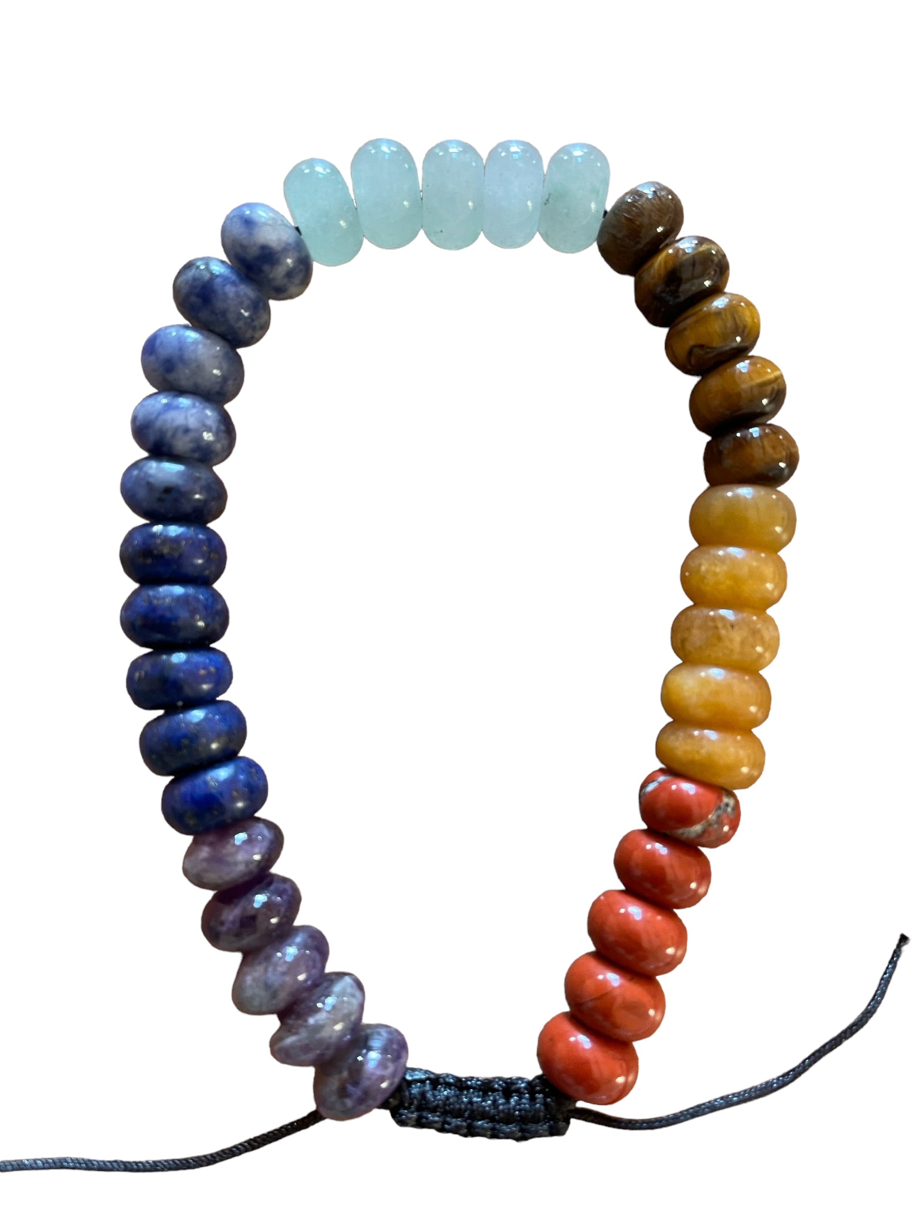 Bracelet 7 chakras en pierres naturelles forme boulier de 6 mm Bracelets en pierres semi Précieuses Naturelles de Reiki, Yoga pour femme et homme