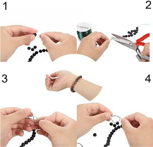 Fil de perles environ 40 cm DIY , Fabrication de Bracelet Loisirs Créatif Kit de Fabrication Bijoux Perles naturelles (Tourmaline)