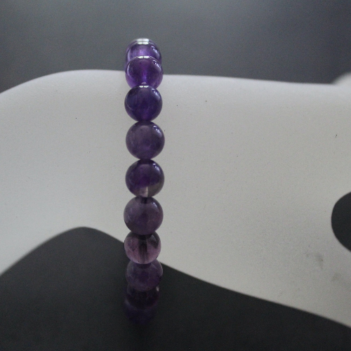 Bracelet en Amethyste perles de 10 mm , Amethyste du Brésil Bracelet pour Homme ou femme