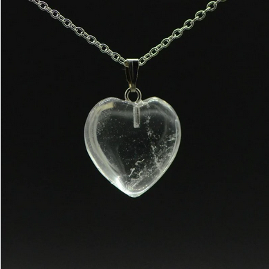 Pendentif minéraux Coeur - avec Chaine Argent 925 Cristal de Roche