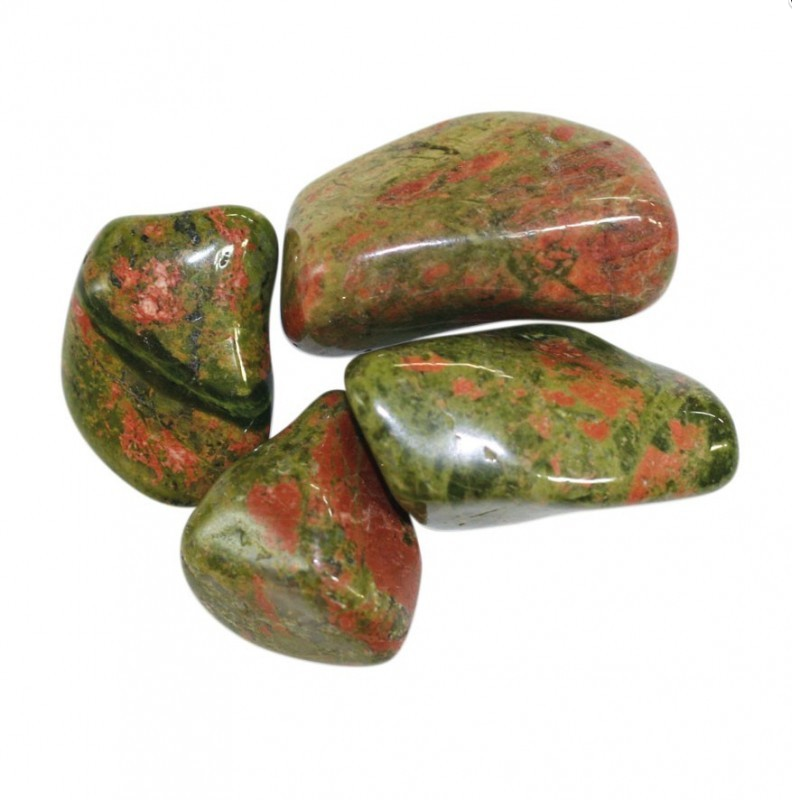 Unakite , pierre naturelle roulée d'Afrique du Sud pour la lithotherapie ou la collection